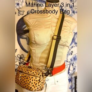 Marine Layer Tan and Black Spotted 3 N 1 Versatile Crossbody/Fanny/Shoulder Bag